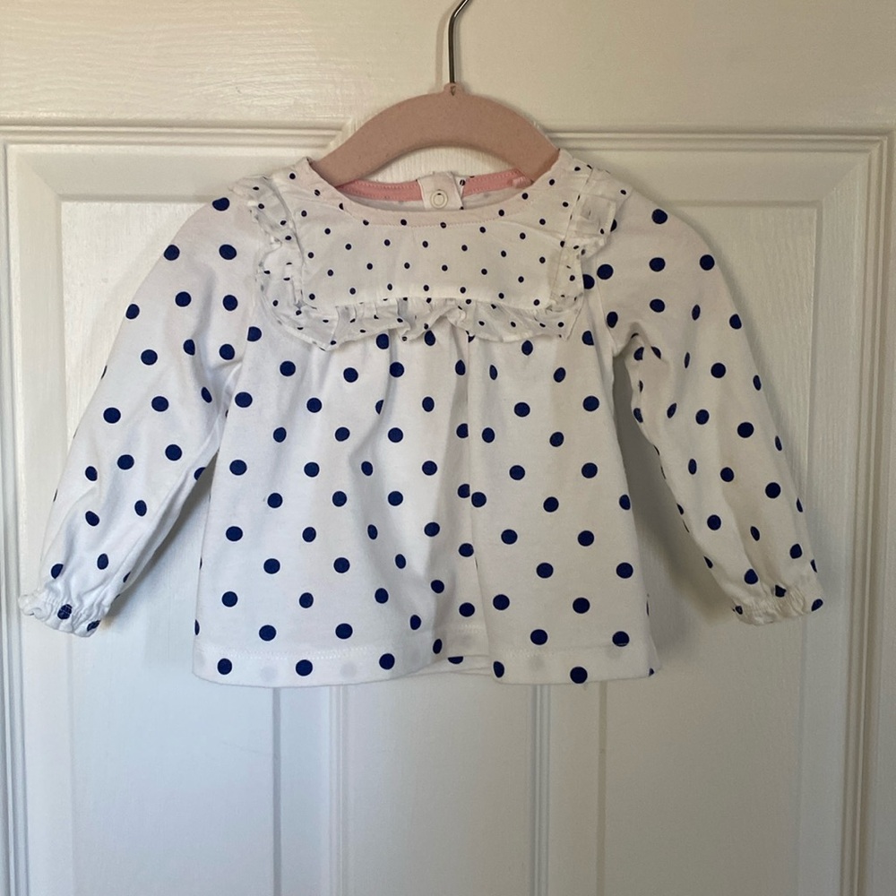 Mini Boden baby shirt size 6-12 months 80cm color white and blue